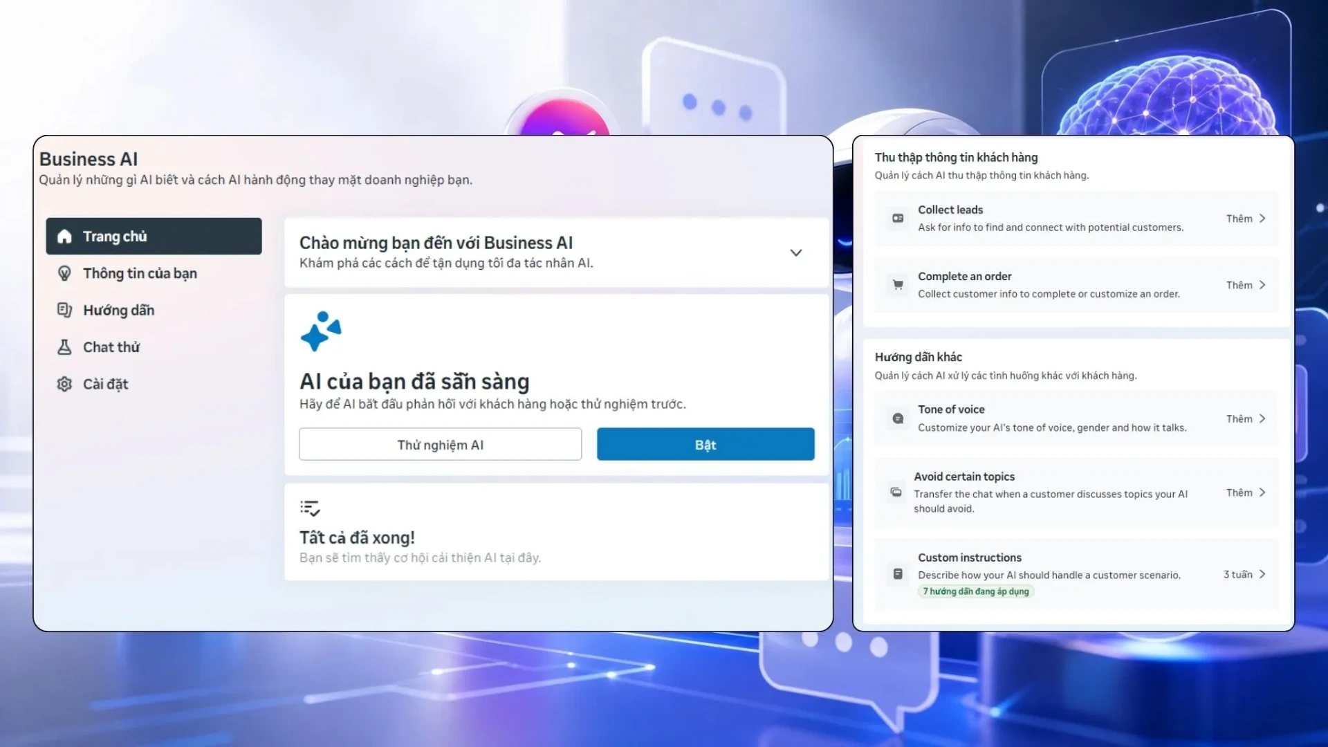Hướng dẫn thiết lập Meta Business AI